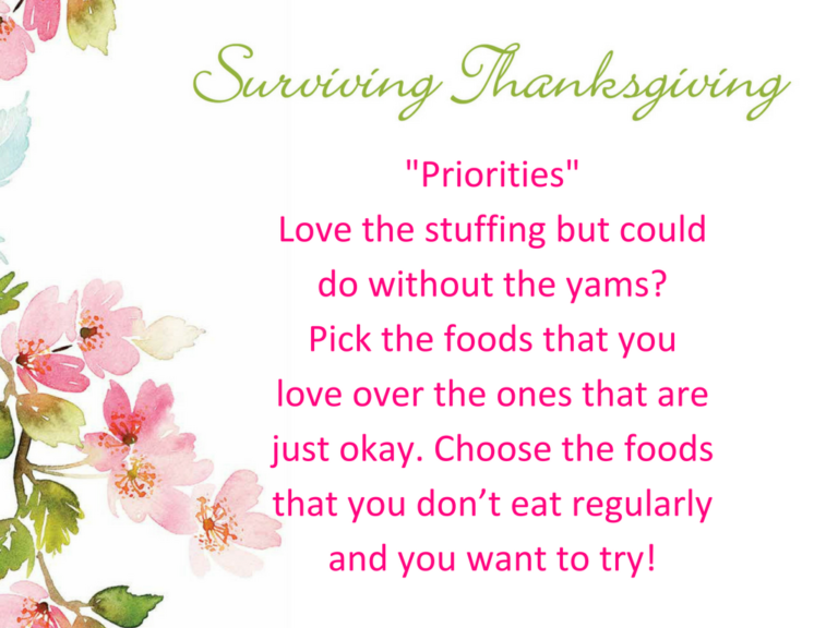 Thanksgiving can be a difficult time for Emotional Eaters. This year we have put together a road map for our Blissfully Healthy Community on how to survive Thanksgiving without feeling guilty or shameful!